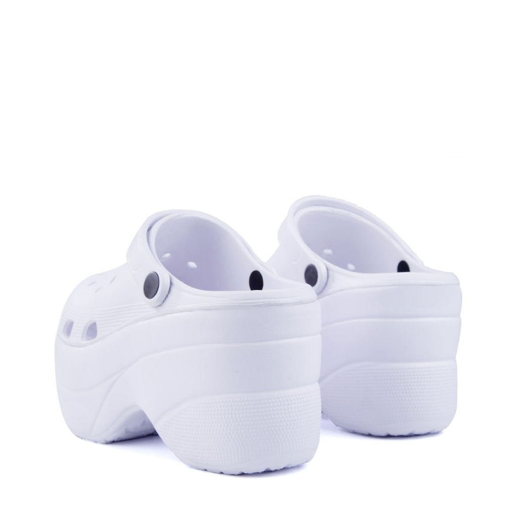 NEW🔥 Unisex White Slip-On Platform Slide Sandal Clogs Wedge High Heel Slingback - Picture 5 of 6